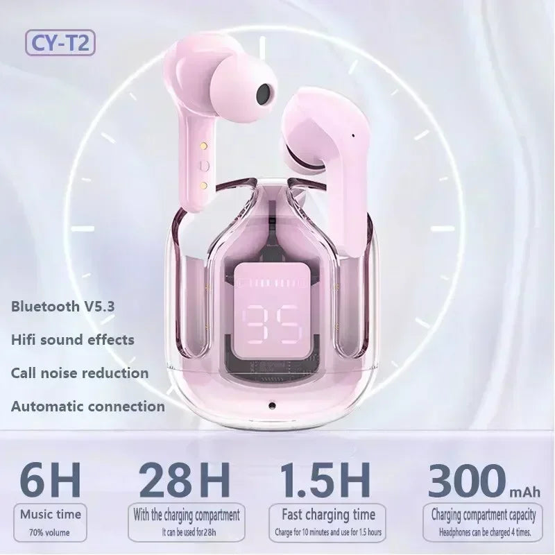 TWS Bluetooth Earbuds With Display – Transparent, ENC Audio