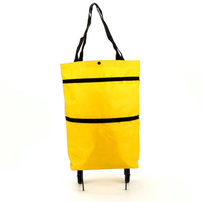 Portable Foldable Shopping Cart with Wheels - Lightweight Backpack Style Travel Trolley for Groceries & Storage